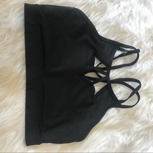 Victoria sport black strappy front sports bra